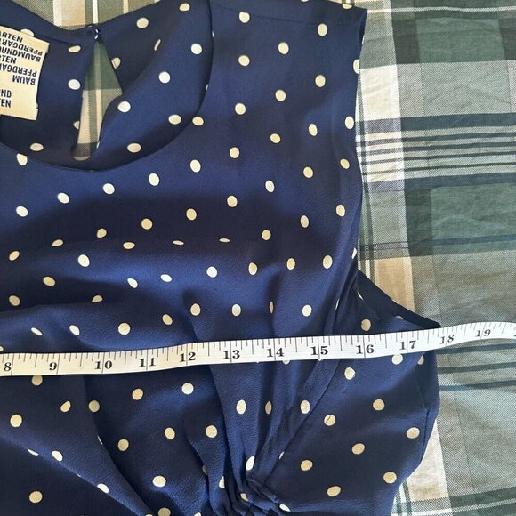 Baum Und Pferdgarten Midi Dress Sz 36 Navy Blue Polka Dot Sleeveless Silk Blend - Picture 16 of 16